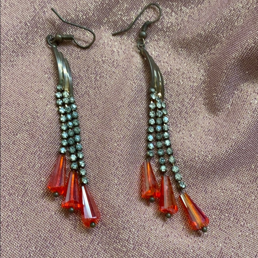 Red and silver earrings